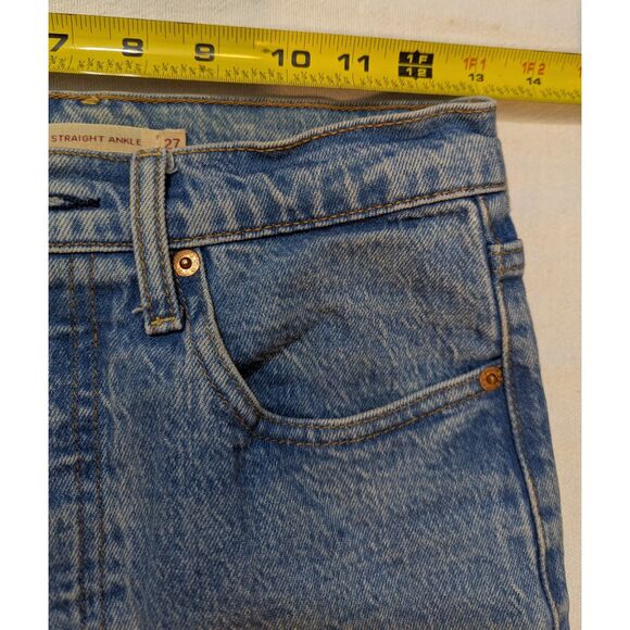 Levi’s Premium "Big E" Ribcage Straight Ankle Jeans W27 L27 Button Fly Raw Hem - Picture 7 of 10